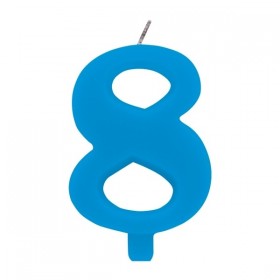 Цифра "8" - сверкающая свеча для торта,  туркиз, 9.5 см