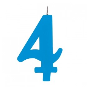 Цифра "4" - сверкающая свеча для торта,  туркиз, 9.5 см