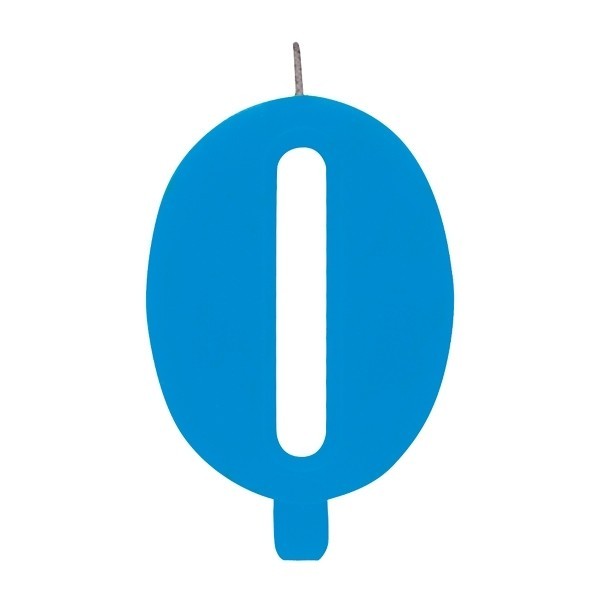 Цифра "0" - сверкающая свеча для торта, туркиз, 9.5 см﻿