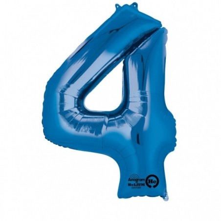 66cm x 88cm Skaitlis 4 Folija balons Super figure Zilā