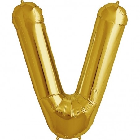 Burtu balons sarkanās krāsā "V",  87cm, folijas figūra paredzēta piepūšanai ar hēliju