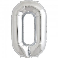 Burtu balons sudraba  krāsā  "O",  87cm, folijas figūra paredzēta piepūšanai ar hēliju