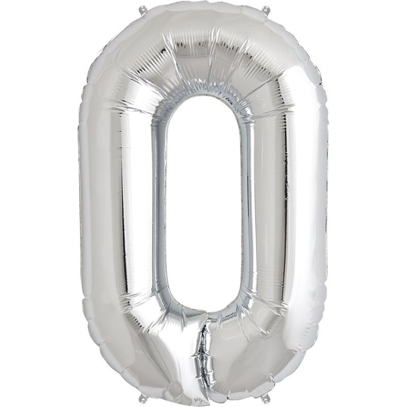 Burtu balons sudraba  krāsā  "O",  87cm, folijas figūra paredzēta piepūšanai ar hēliju