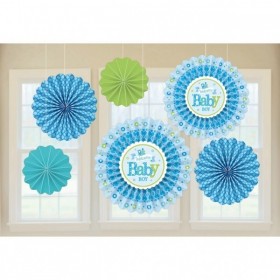 6 Paper Fan Decorations Welcome Little One - Girl 21 cm/30 cm/40 cm