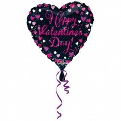 Sirds formas balons Valentīna Dienai - Rozā svētki. Izmērs 43cm., piepūšams ar hēliju 