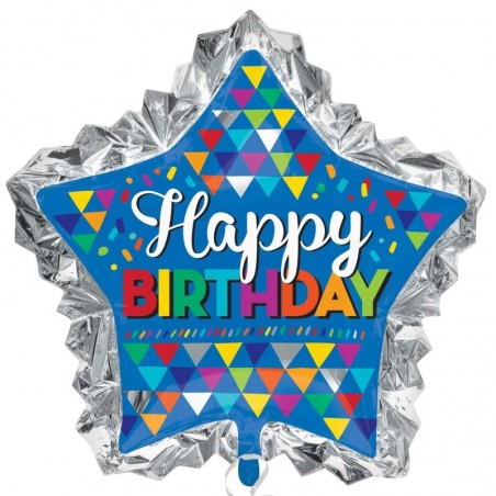 SuperShape "HBD Primary sketchy patterns" Foil Balloon, P35, packed, 86 x 81 cm
