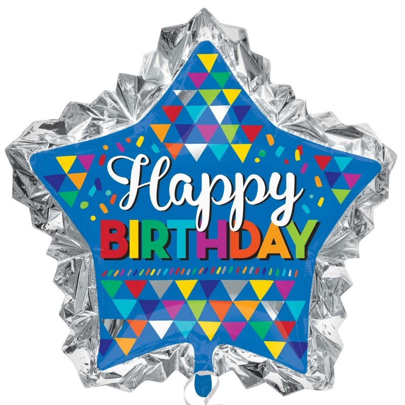 SuperShape "HBD Primary sketchy patterns" Foil Balloon, P35, packed, 86 x 81 cm