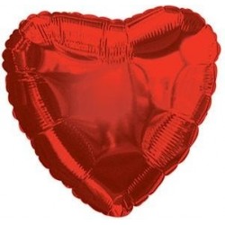 Folijas sirds formas balons sarkans, 43 cm., hēlija apjoms 0.013 kbm