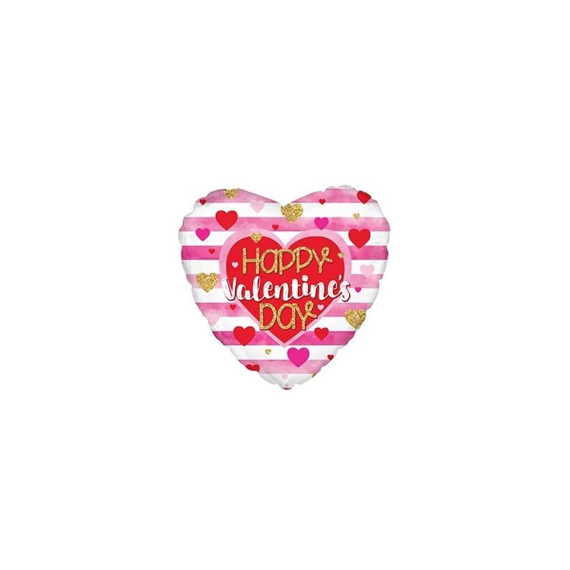 Шар в форме сердца, из фольги "Laimes Valentīna Dienā ", розовый с зототом, акварель, 43 cm