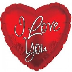 Шар в форме сердца, из фольги I Love You, рукописный шрифт, красные, 43 cm., наполняется гелием 0.013 kbm
