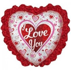 Folijas hēlija sirds formas balons "I Love You"  sarkans, ar kruzuli