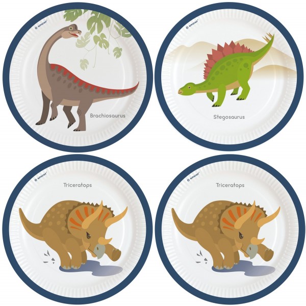Šķīvīši "Laimīgs Dinozaurs" 23 cm., 8 gab.