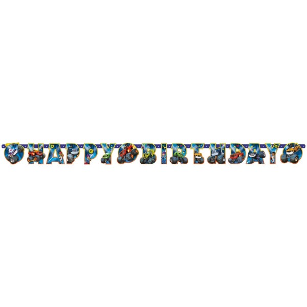 Гирлянда-буквы “Вспыш и Чудо-Машины” (Blaze), Happy Birthday”, 182 х 5 см.