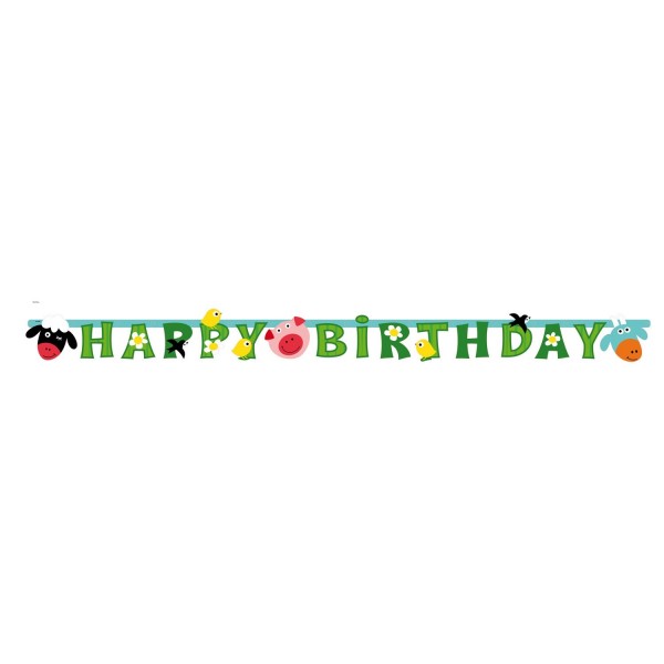 Burtu baneris “Jautra Ferma: Happy Birthday” 182 x 5 cm