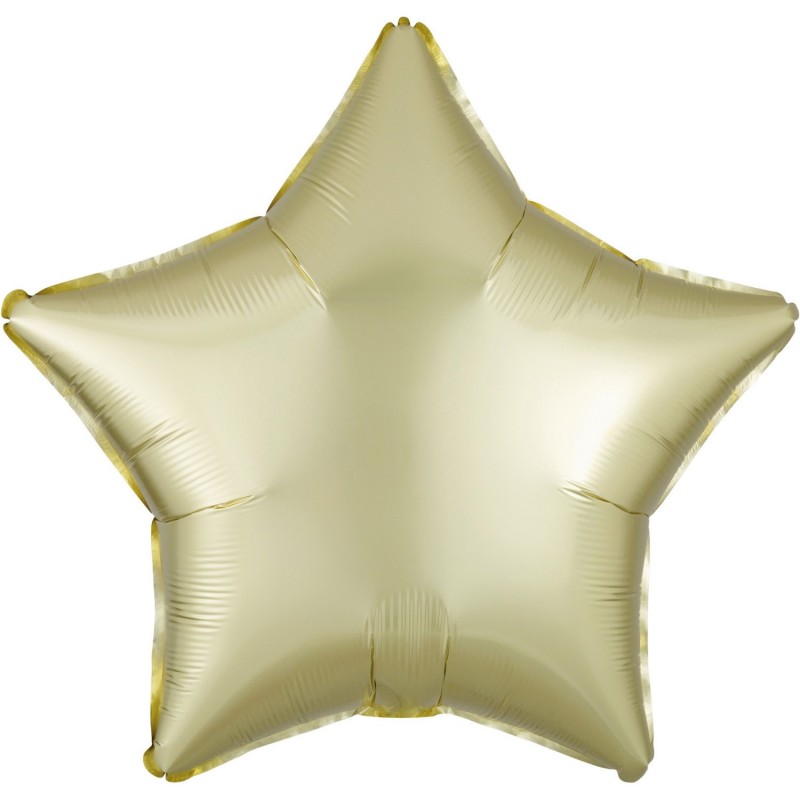 Zvaigznes formas folijas balons "Satin Luxe  PASTEĻDZELTENA krāsa", iepakots, 43cm