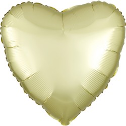 Sirds formas folijas balons "Satin Luxe  PASTEĻDZELTENA krāsa", iepakots, 43cm