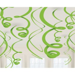 Комплект подвесных декораций спирали из  фольги цвет киви 12 шт.  55,8 см