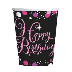 Happy Birthday  стаканчики бумажные  250 мл 8. шт