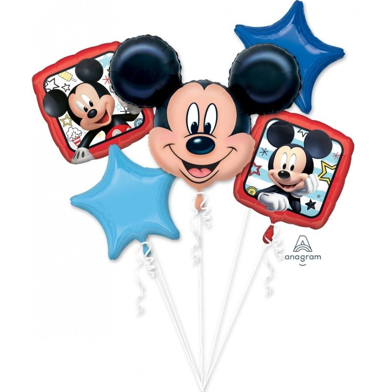 Набор из 5-ти гелиевых шаров “Микки Маус / Mickey Mouse” - 1 шар х 76 см. и 4 шара х 45 см, шары наполняются гелием