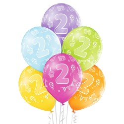 2-й День Рождения 12″/30 см шары из латекса, 6 шт. Пастель: 008 Зелёное яблоко, 117 Ярко-желтый, 007 Оранжевый, 010 Ярко-розовы