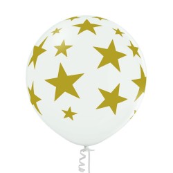 "Звёзды" 1 шт. 24"/60 см шар из латекса Пастель: 002 Белый. Печать: 1 цвет(а) / 5 сторон(ы)