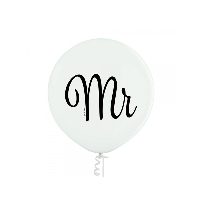 "Mr" свадебный щар 1 шт. 24"/60 см шар из латекса Пастель: 002 Белый. Печать: 1 цвет(а) / 2 сторон(ы)