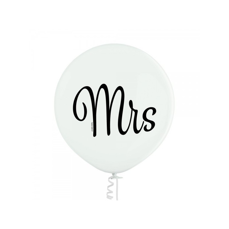 "Mrs" свадебный щар 1 шт. 24"/60 см шар из латекса Пастель: 002 Белый. Печать: 1 цвет(а) / 2 сторон(ы)