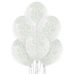 Sirsniņas – 30 cm. baloni 6 gab., caurspīdīgi, apdruka 1 krāsā / 5 pusēs