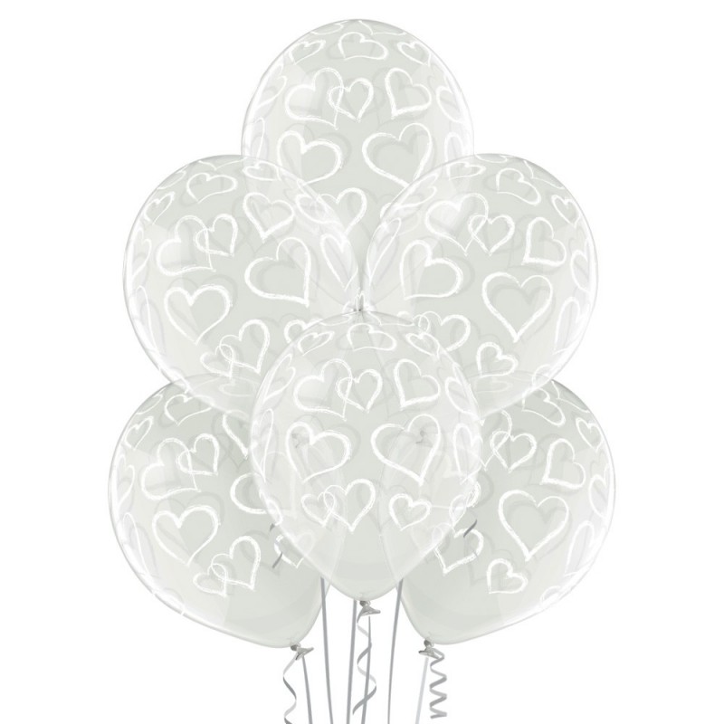 Sirsniņas – 30 cm. baloni 6 gab., caurspīdīgi, apdruka 1 krāsā / 5 pusēs