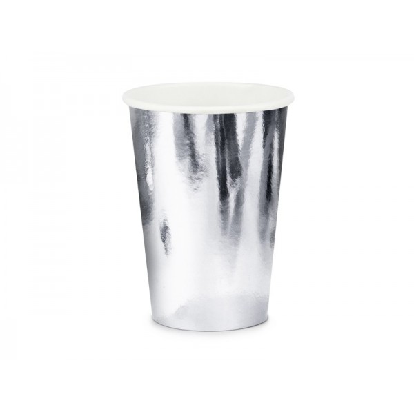 Бумажные стаканчики, серебро, 220 мл, 6 шт 