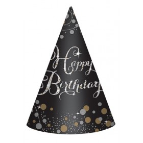 Cepurītes “Sparkling Birthday”, zelta-spīdīga, 8 gab 