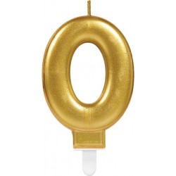 Свеча-цифра «0» для торта, 9,3 см, золото 