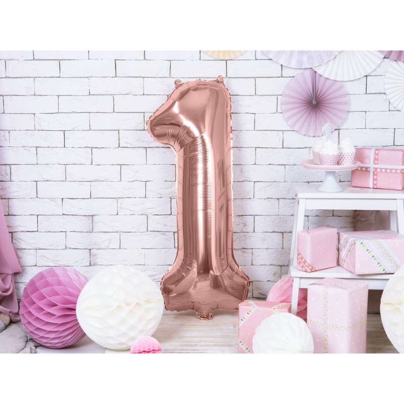 86 cm ciparu formas folija balons rozā-zelta krāsa.