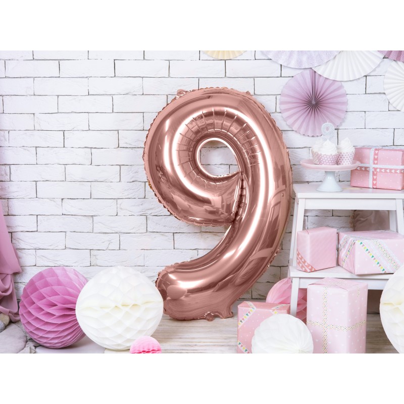 Шар из фольги в форме цифры, высота 86 см,  цвет - розовое золото