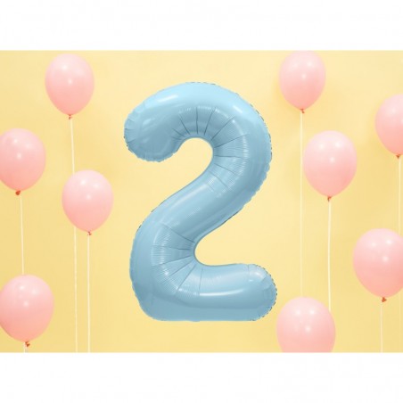 Ciparu balons, gaiši zils, folija, 86 cm., piepūšams ar hēliju vai gaisu
