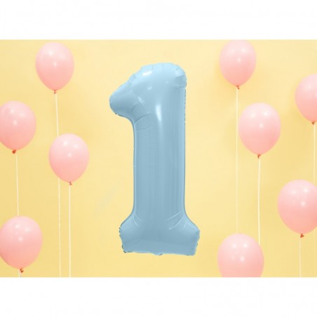 Ciparu balons, gaiši zils, folija, 86 cm., piepūšams ar hēliju vai gaisu