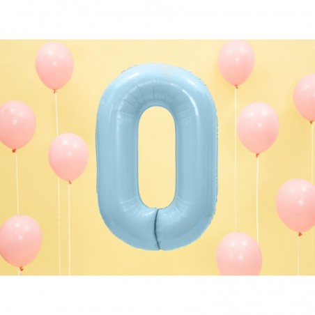 Ciparu balons, gaiši zils, folija, 86 cm., piepūšams ar hēliju vai gaisu