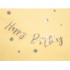 Гирлянда-буквы "Happy Bithday", серебро, 16х62 см, ламинированная бумага.  