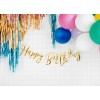 Гирлянда-буквы "Happy Bithday", золото, 16х62 см, ламинированная бумага.  