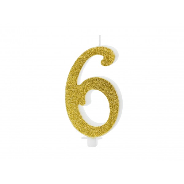 Svece cipars “6”, 10 cm 