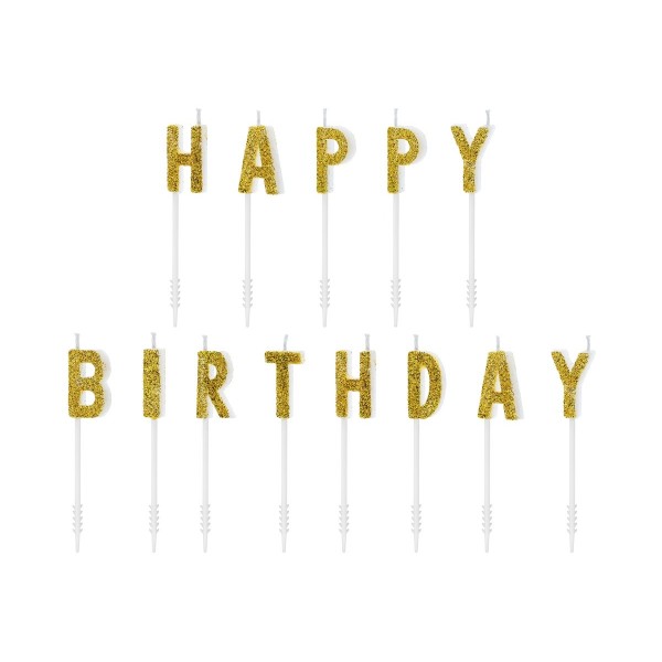 Свечи для торта "Happy Birthaday", буквы на палочках 2,5 см х 13 шт.