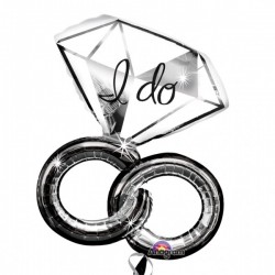 SuperShape Wedding Rings Foil Balloon packaged 69 x 76 cm