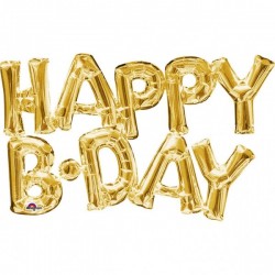 Супер фигура Фраза Happy BDAY Воздушный шар из золотой фольги  Упаковка  76 x 48 см
