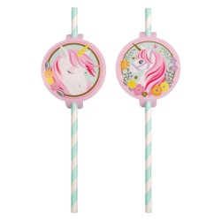 8 бумажных трубочек для питья Magical Unicorn 19,7 см