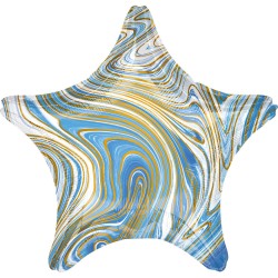 Standarta Marblez Blue Star folijas balons  Iepakots