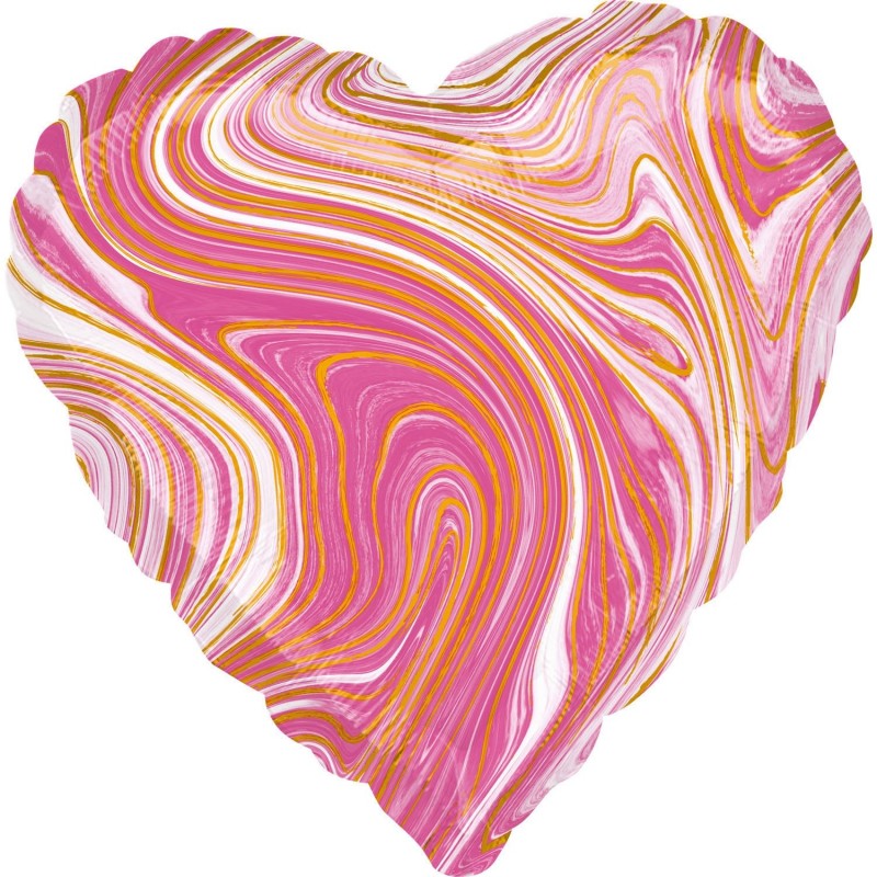 Стандартный воздушный шар из фольги Marblez Pink Heart в упаковке