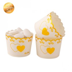 20 BAKING   CUPS GOLD HOT STAMP HEARTS CM 5X4.5