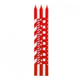 10 CANDLES W/HOLDERS RED CM 15,5
