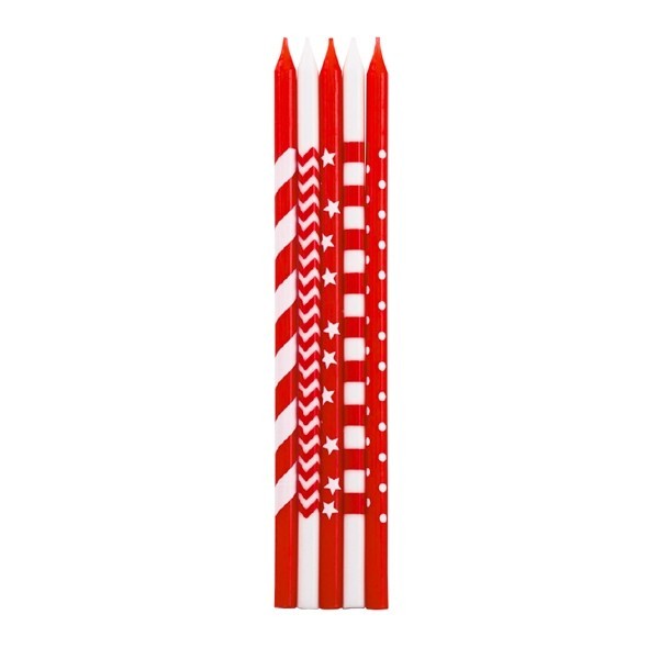 10 CANDLES W/HOLDERS RED CM 15,5