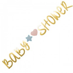GOLD PAPER BANNER BABY SHOWER 2 ASS